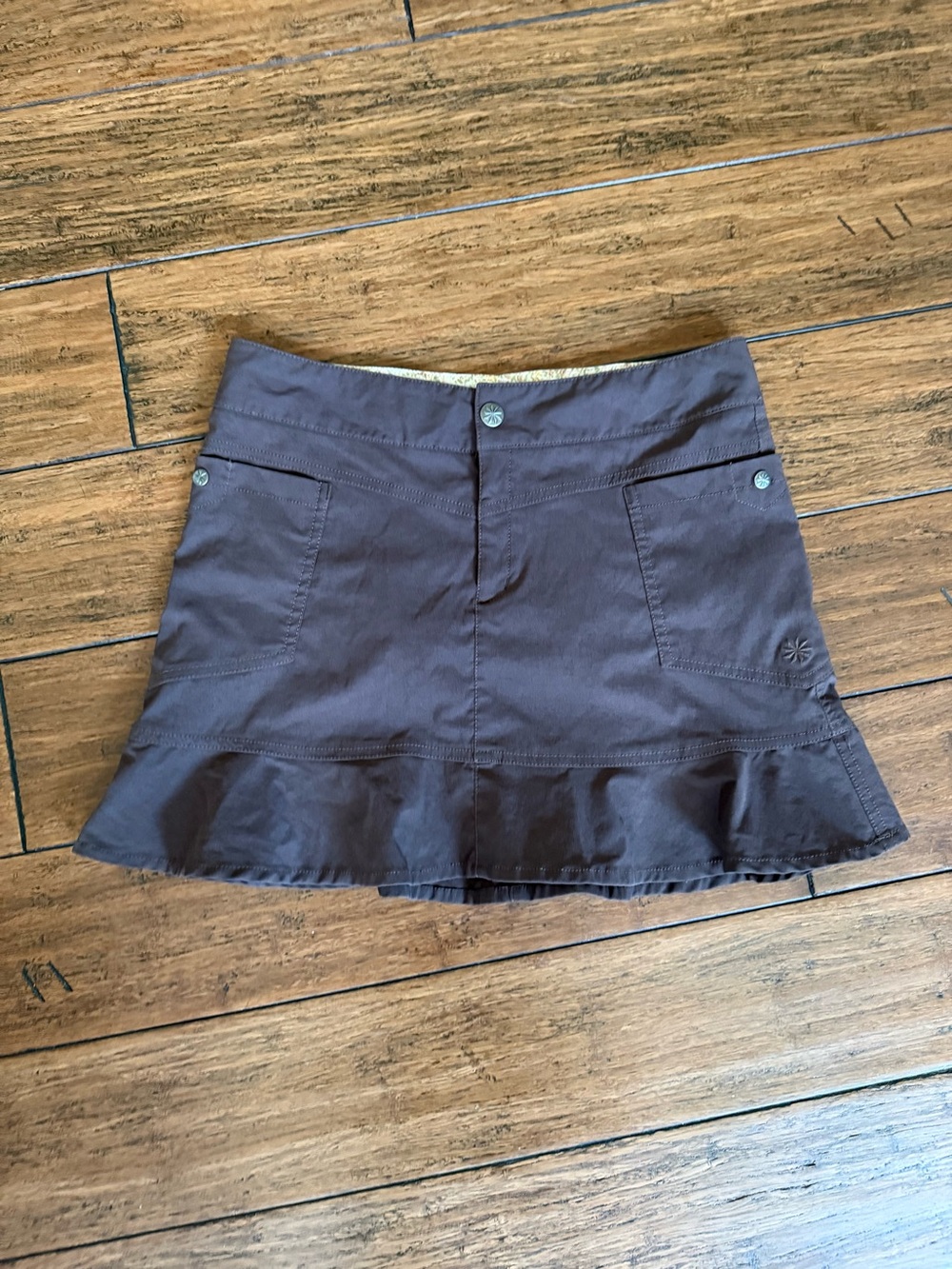 Athleta Tennis Skirt Chocolate Brown Ruffles Size 4P | Athletic Sport
